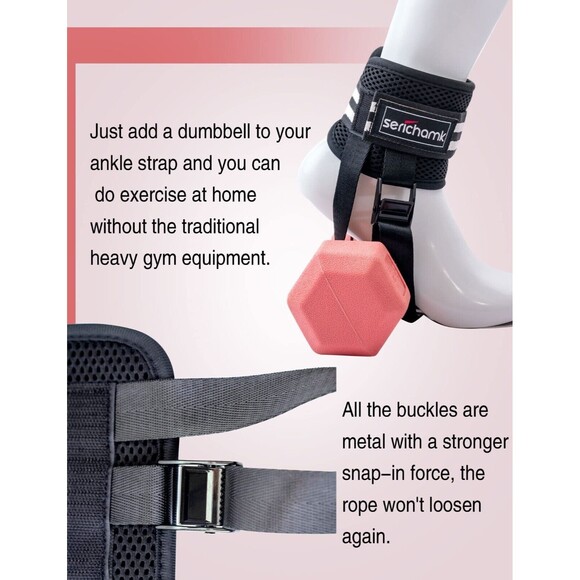 SERICHAMK DUMBBELL FOOT ATTACHMENT PINK 2PC - NEW (SEE PHOTOS) - Picture 4 of 4